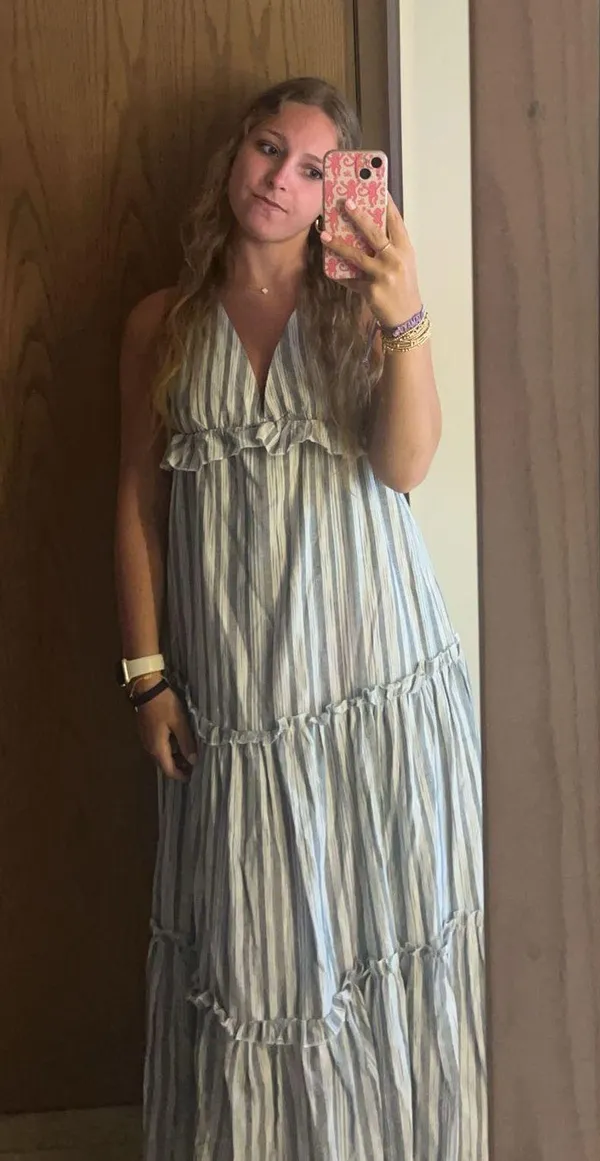 Blue And White Stripe Dress - Image 2