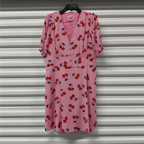 Kate Spade Womens Dress Size 14 Pink Cherry Print Coquette Cottagecore Office - Image 3