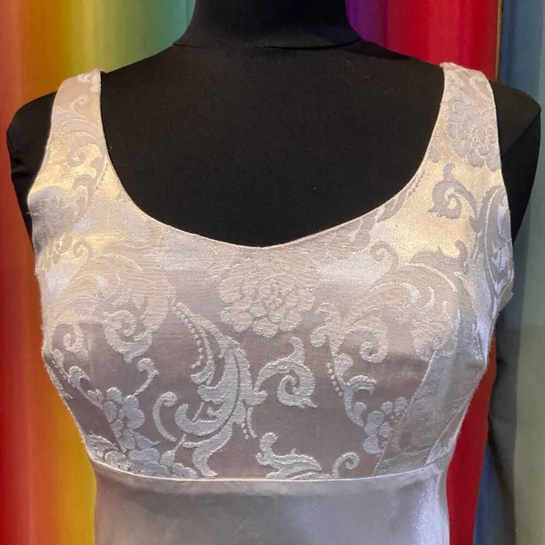 Vtg 90s Rampage bias cut satin damask prom maxi slip dress mermaid gown wedding - Image 3