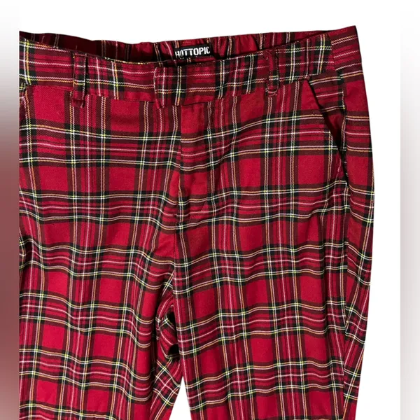 Hot Topic Red Plaid Skinny Pants. - Image 6