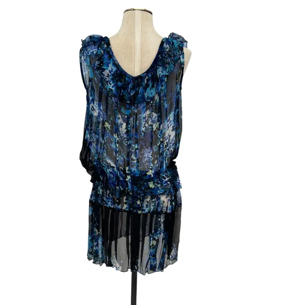 Anthropologie Tryb Dress Tunic‎ Drop Waist Floral Print Blue Size XS - Image 10