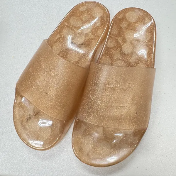 Coach Pink Champagne Jelly Slides Women’s 5 Flat Sandals Beach Pool Vacation - Image 8