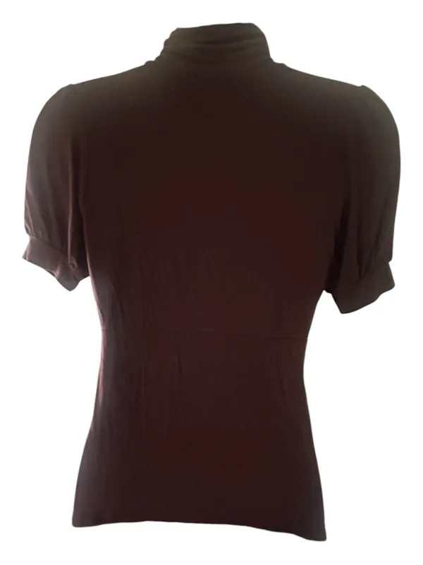 Vintage one clothing Chocolate Brown Turtleneck Short Sleeve Top - Image 4