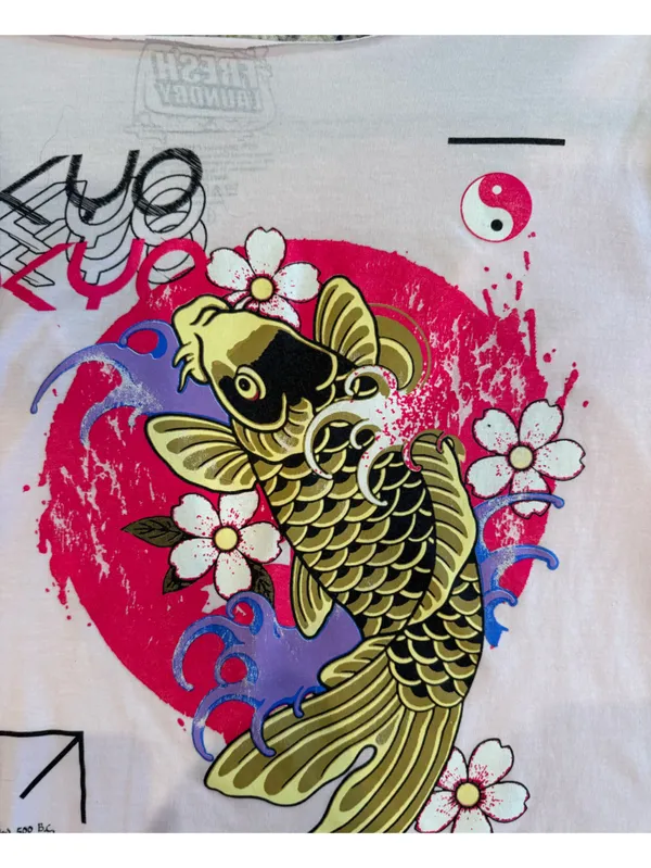 t/o White Tee with Pink Tokyo Graphic and Black Text - Image 7