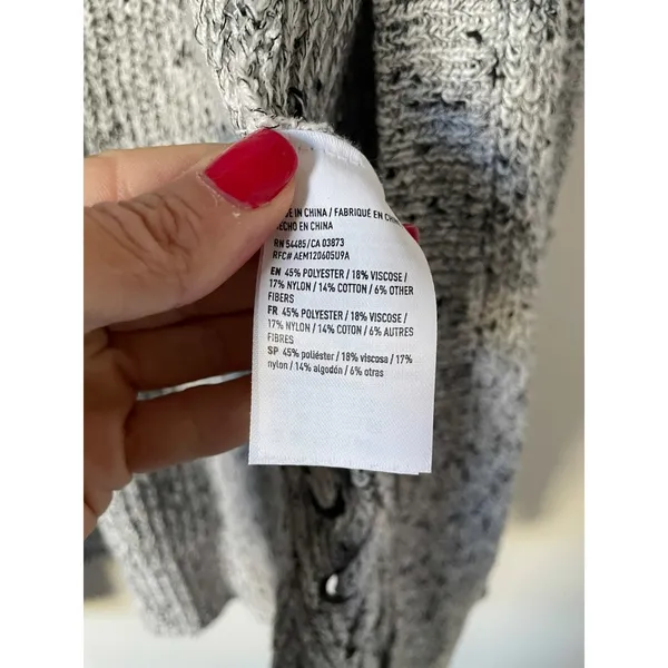 American Eagle Outfitters Rope Long Cardigan Sweater Black White Size Medium - Image 6