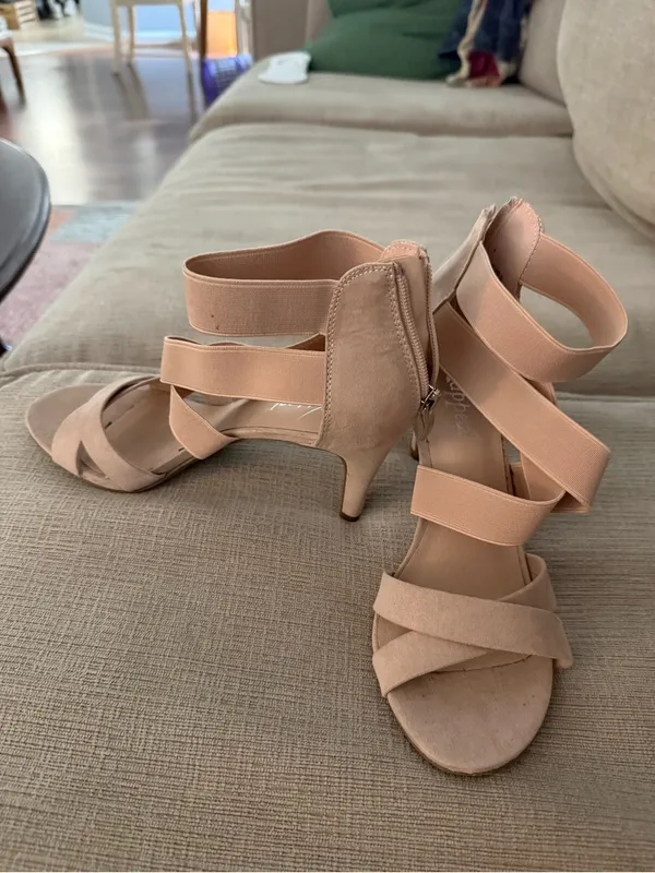 Women’s Blush Strappy Ankle-Wrap Heeled Sandals - Image 2