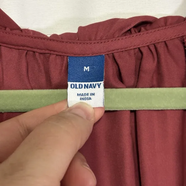Old Navy Women’s Satin Ruffle Mini Dress Medium Burgundy Romantic Feminine Fairy - Image 7