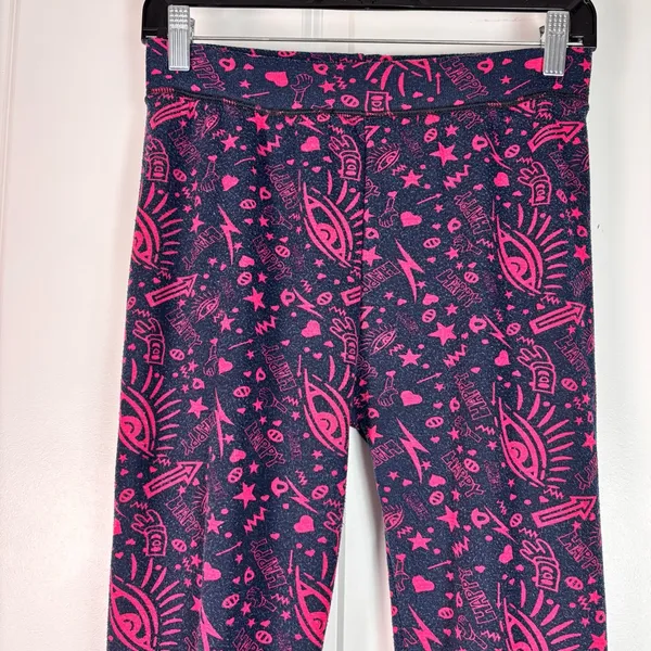 Indero black and pink patterned leggings with witchy or voodoo fleece Size M - Image 3