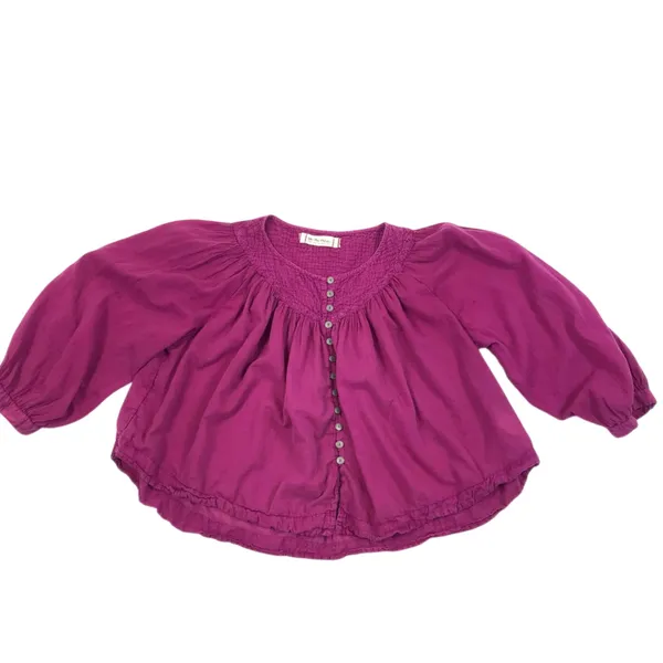 FREE PEOPLE Flowy Pintuck Blouse Sz XS Purple Boho Coastal Breezy Festival Beach - Image 6