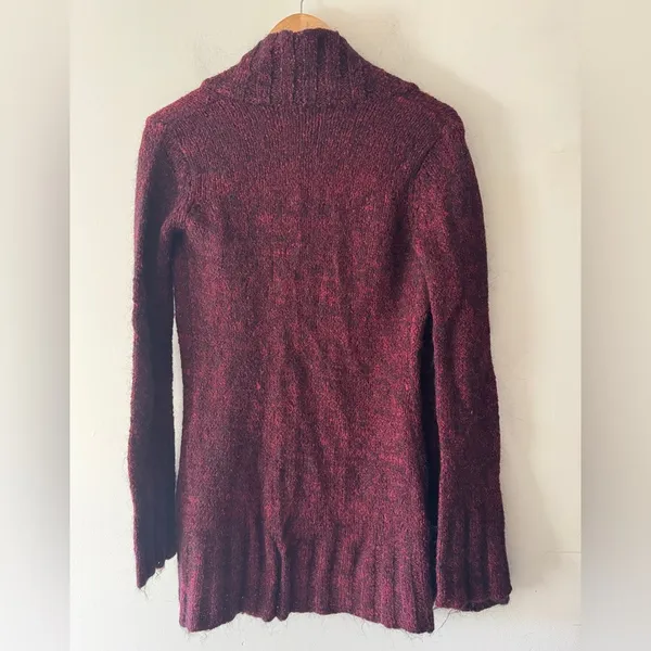 Free People Y2K‎ Tag Burgundy Open Cardigan Sweater Mohair Wool Blend - Image 3