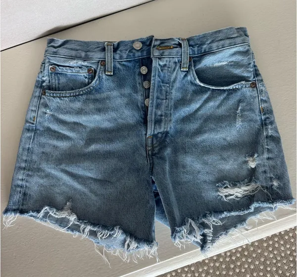 AGOLDE Parker Long Cut-Off Shorts Denim - Image 4