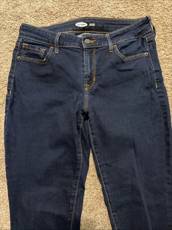 Old Navy Women’s Dark Wash‎ Rockstar Super Skinny Denim Jeans Size 6 Short - Image 4