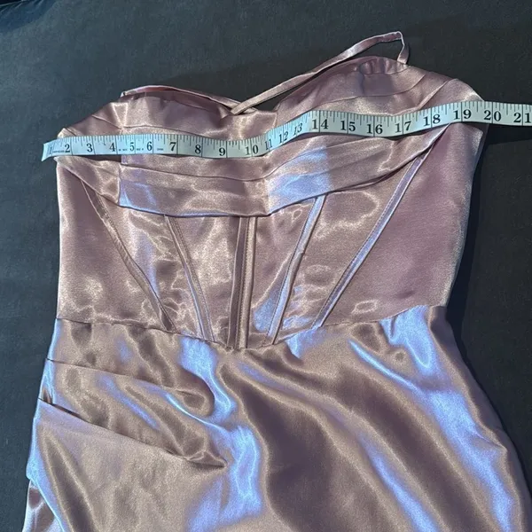 Pink Full Length Prom Party Dress Criss Cross Back Straps Leg Slit Size 14 NEW - Image 10