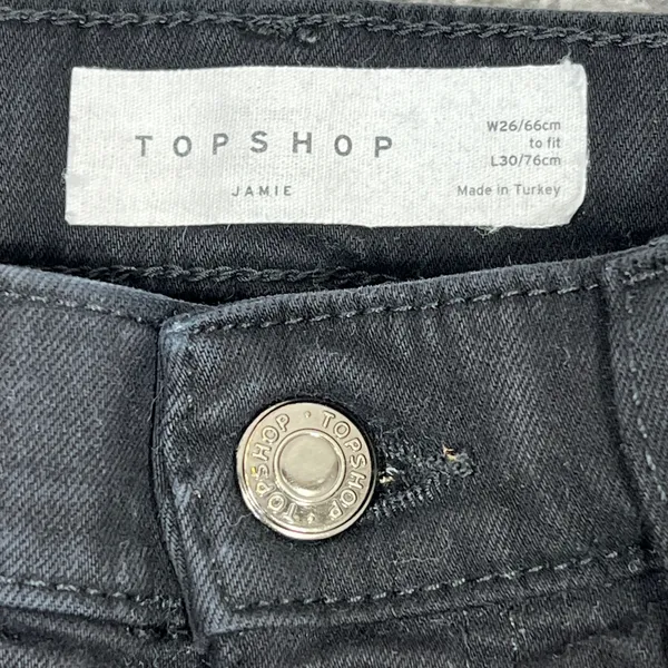 Topshop Jamie Skinny Ankle Jeans‎ 26 Black Mid-Rise Stretch Denim Emo Goth Pants - Image 3