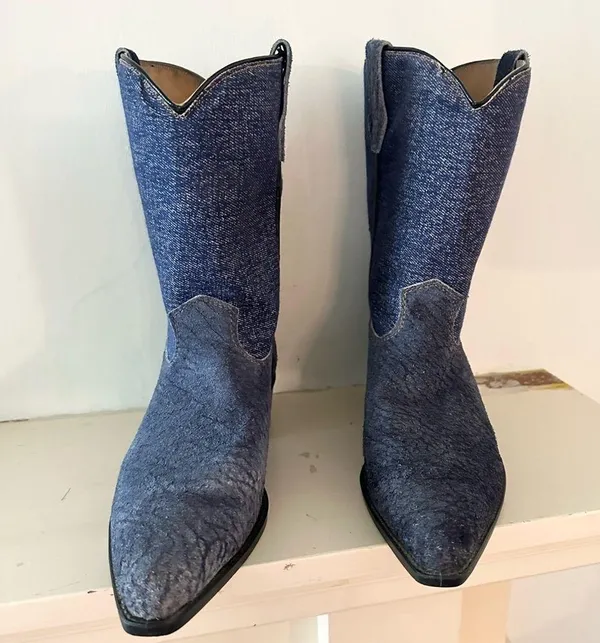 Y2K vintage retro western rodeo Cowgirl boots size 6 denim patchwork - Image 2