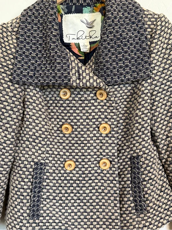 Anthropologie Tabitha Women’s Ottawa Pea Coat Double Breasted Size Small Wool - Image 14