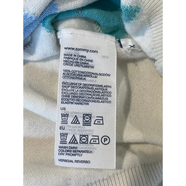 Tommy Hilfiger White Lightweight Argyle Sweater – Size L - 100% cotton - Image 7