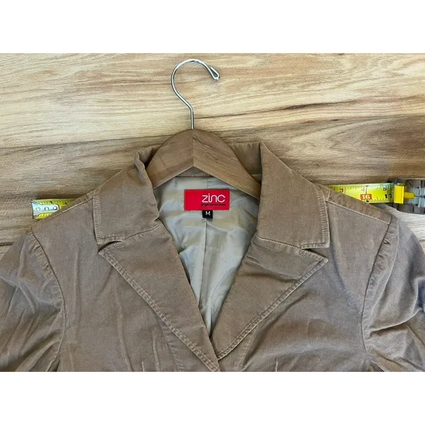 VTG Zinc Med Corduroy Blazer Tan Brown Crop Jacket Y2K Twee 90s Academia Gilmore - Image 7