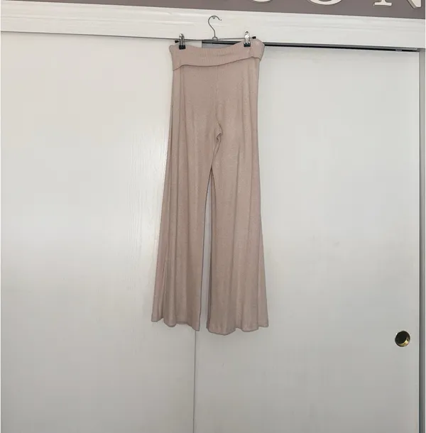 Tan Ribbed Sweater Foldover Pant - Altar’d State - Image 2