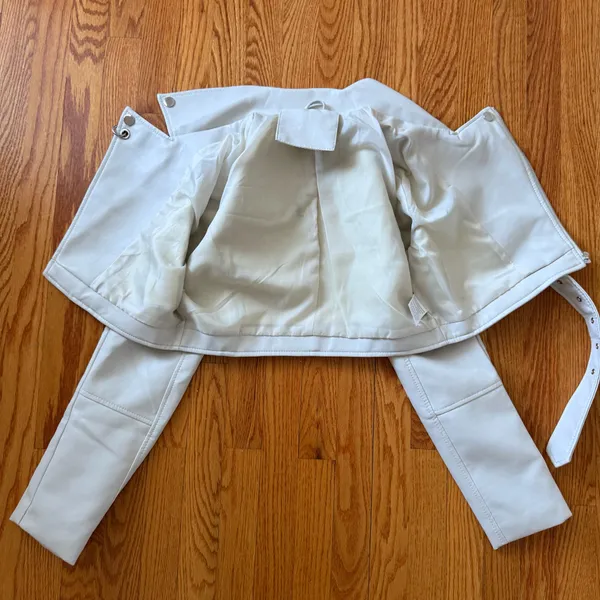 Leather Moto Jacket Crop Faux Motorcycle Jacket Belted Crop Coat Trench Cardigan - Image 10