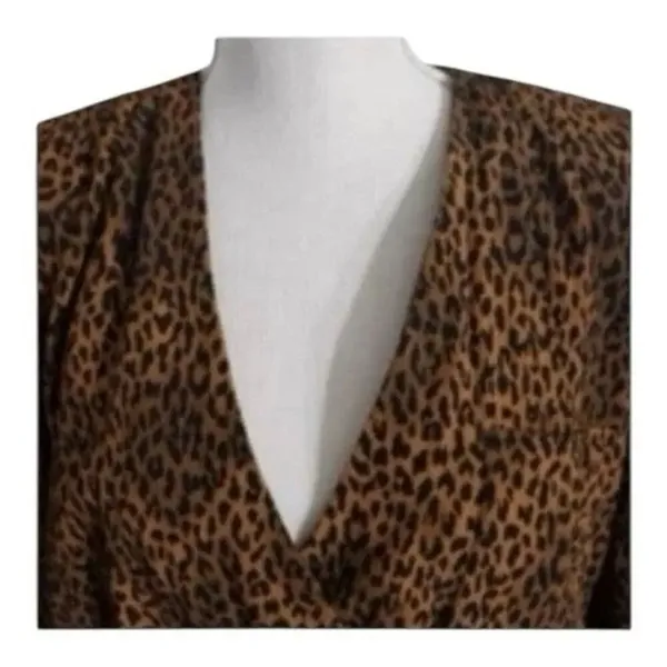 Jones New York Women Orange Black Leopard Jacket Size 6 Double Breasted Cropped - Image 4