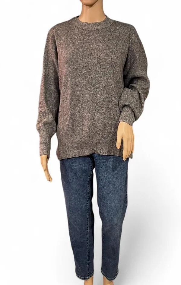 Abercrombie & Fitch Grey Crew Neck Sweater Size Medium Oversized Split Hem - Image 2