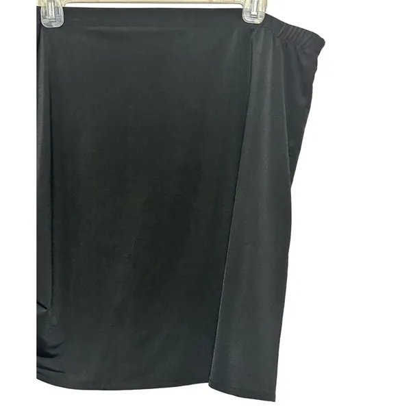Open Edit Black Ruched Asymmetrical Mini Skirt 2X Plus Bodycon NWOT Edgy Sexy - Image 4