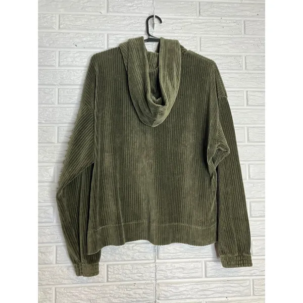 Aerie groove-on velour Hoodie Women‎ S Olive Green Excellent Cropped Oversized - Image 7