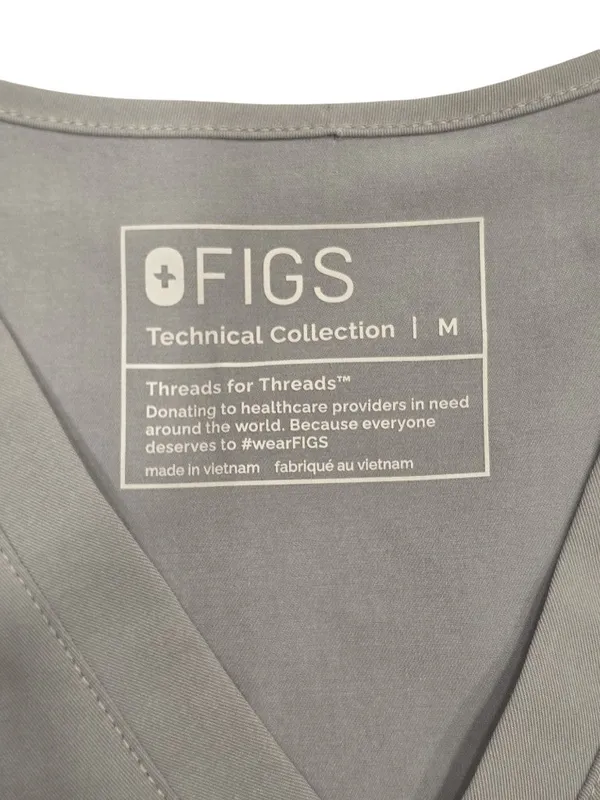 Figs Technical Collection Gray Scrub Top With V-Neck & Pocket Size Medium - Image 4