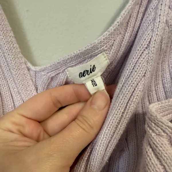 Aerie Knit Crop Tank Top Lilac Purple Size XL - Image 2
