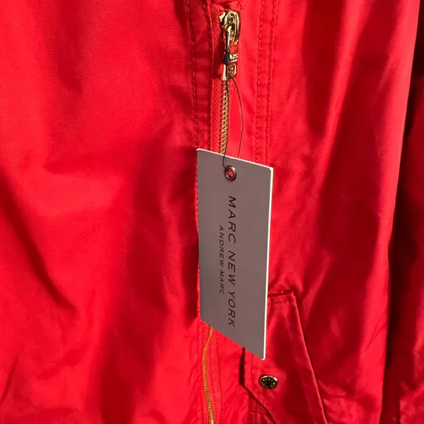 Marc New York‎ Andrew Marc Red Jacket L Moto Trench Minimalist Chic Designer NWT - Image 3