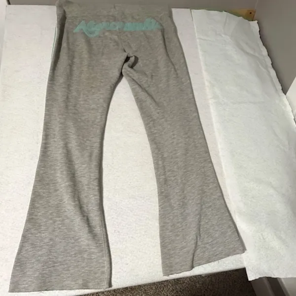 Abercrombie & Fitch Grey Flare Sweatpants Y2K Logo Side Stripe Low Rise XL - Image 5