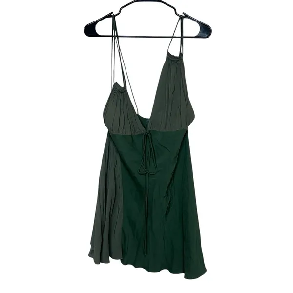 ZARA Green Patchwork Asymmetrical Mini Dress Cocktail Fairy Whimsy Boho Sz Medium NEW - Image 5