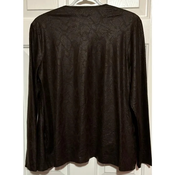 Rock 47th Wrangler Women's Brown Open Front Faux Suede Snake‎ Jacket Size S - Image 2