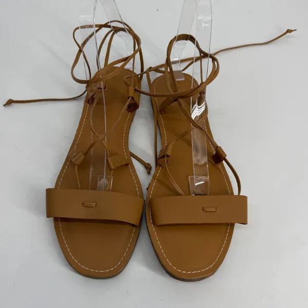 Madewell Brown Leather Lace‎ Up Gladiator Flat Sandals Womens 8.5 - Image 2