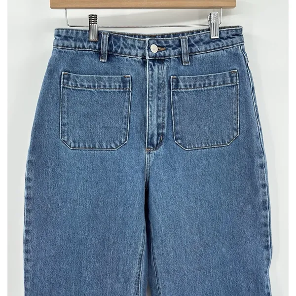 Rolla’s Sailor High Rise Wide Leg Jeans Women’s Sz 29 Blue Patch Pocket Spade - Image 4