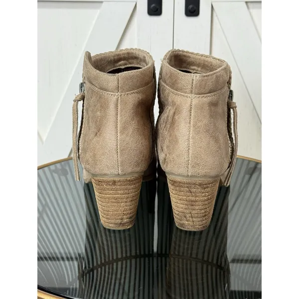 Report Chloey Womens Ankle Boots Size 8.5 Tan Suede Side Zip Stacked Block Heel - Image 4