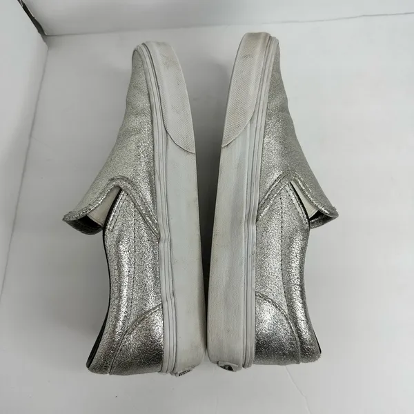Vans Unisex size 7.5 Womens 6 Mens Metallic Silver Slip On Skate Sneaker Shoe - Image 11