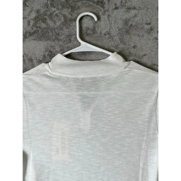 Vince Half Zip Mock Neck Pullover Optic White Small Cotton Modal Long Sleeve New - Image 4