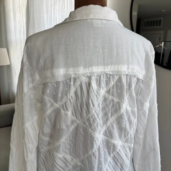 Sundance Stowe Top Small Patchwork White Cotton Flowy Coastal Cottage Boho Beach - Image 9