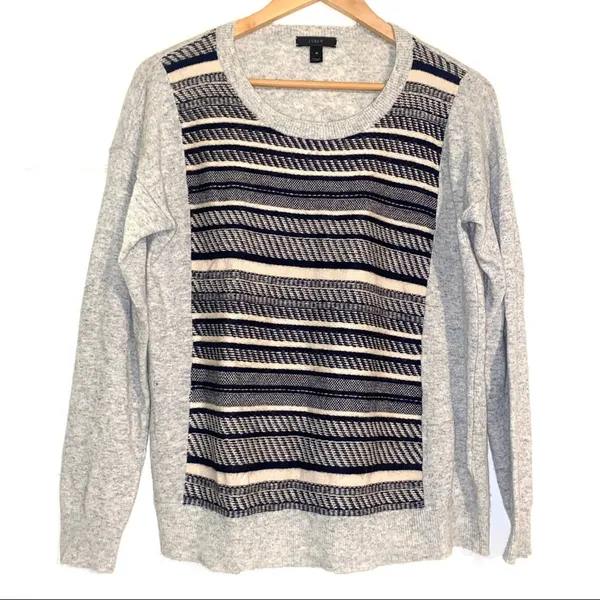 J. Crew Wool Rabbit Hair Blend Textured Striped Pullover Sweater MEDIUM - Image 2