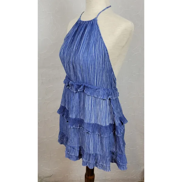 Lulus Womens‎ Downright Darling Dress Medium Blue Halter Open Back Mini Rodeo - Image 2