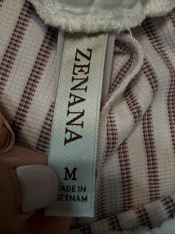 Zenana Outfitters Burgundy & White Striped Cropped Polo Tee and shorts set - Image 10