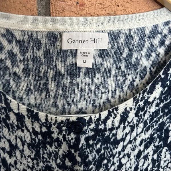 Garnet Hill 100% Merino Wool Button Up Sweater/Cardigan Blue & White Size M - Image 2