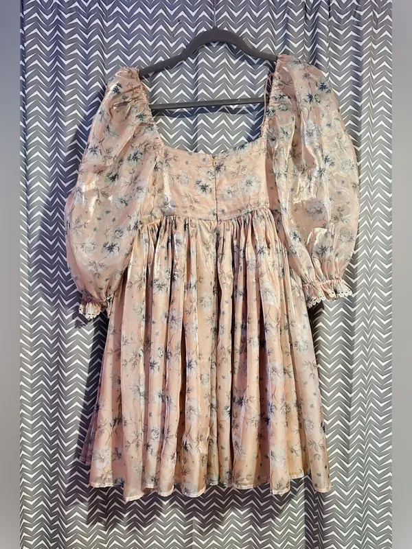 NWOT Mable | Taylor Floral Organza Ruffle Sleeve Babydoll Dress, Small - Image 5