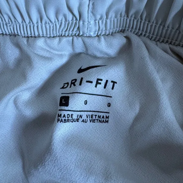 Nike Dri‎ Fit Running Shorts Women Light Gray Orange Trim Athletic Gym Size L - Image 5