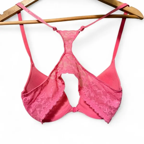 Victoria’s Secret Lacie Push-Up Front-Close Racerback Bra 32B Pink - Image 2