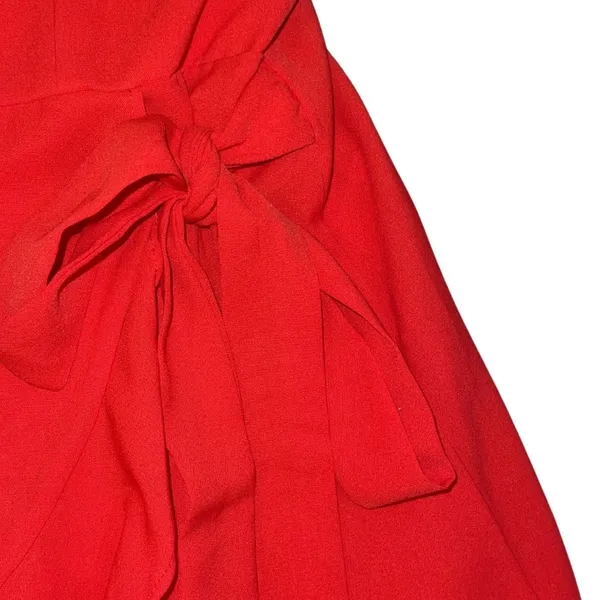 Red Adjustable Spaghetti Straps Sleeveless Faux Wrap Dress XL Flirty Party - Image 4