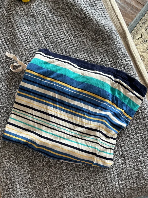 Max Studio Tie Waist Stripe Midi Skirt in Blue, Teal, Navy & Cream | Size Large - Image 12