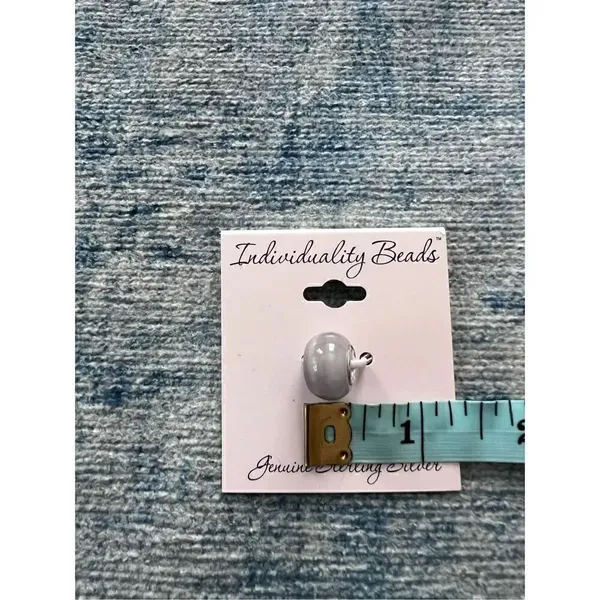 New! Individuality Beads Genuine Sterling Silver Milky White Light Gray - Image 2